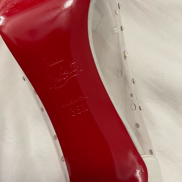 CHRISTIAN LOUBOUTIN Degrastrass Embellished PVC-Leather Pumps 85 - Picture 7 of 8